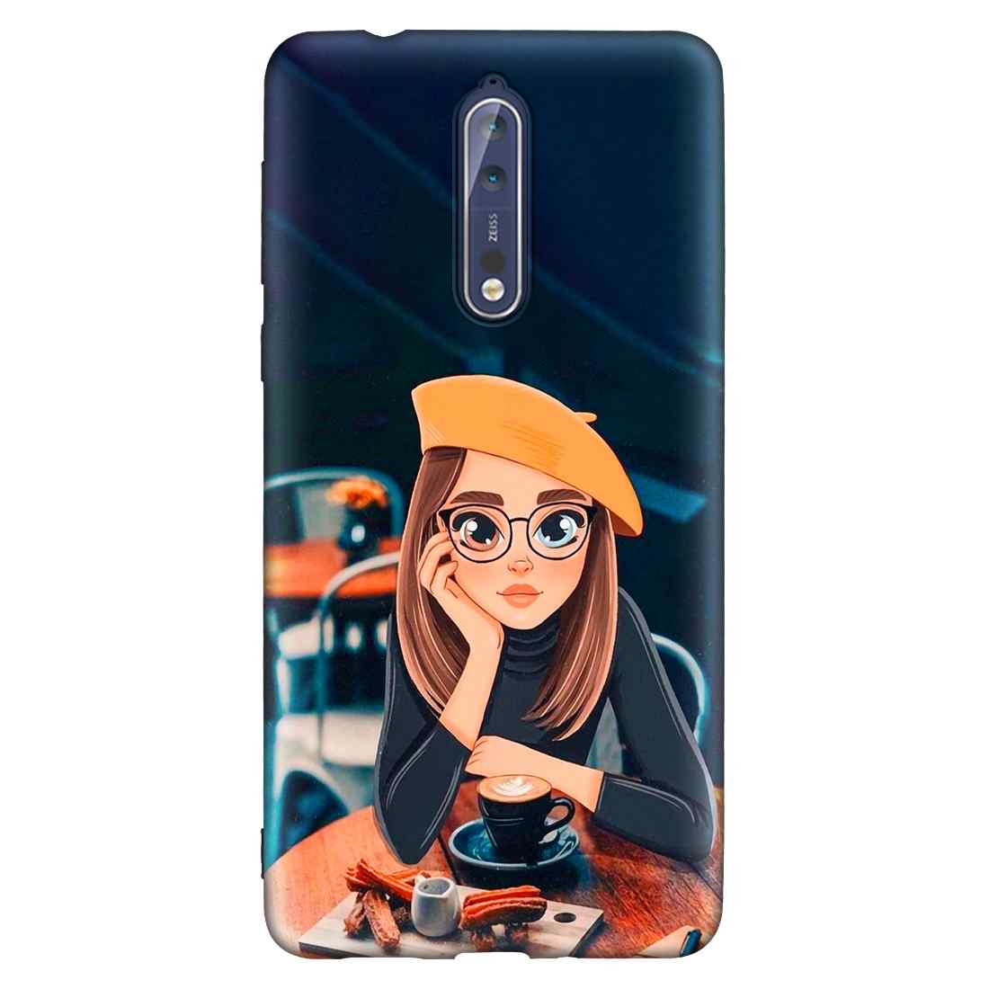 Cute Coffe Lover Girl NOKIA Premium Embossed Mobile cover
