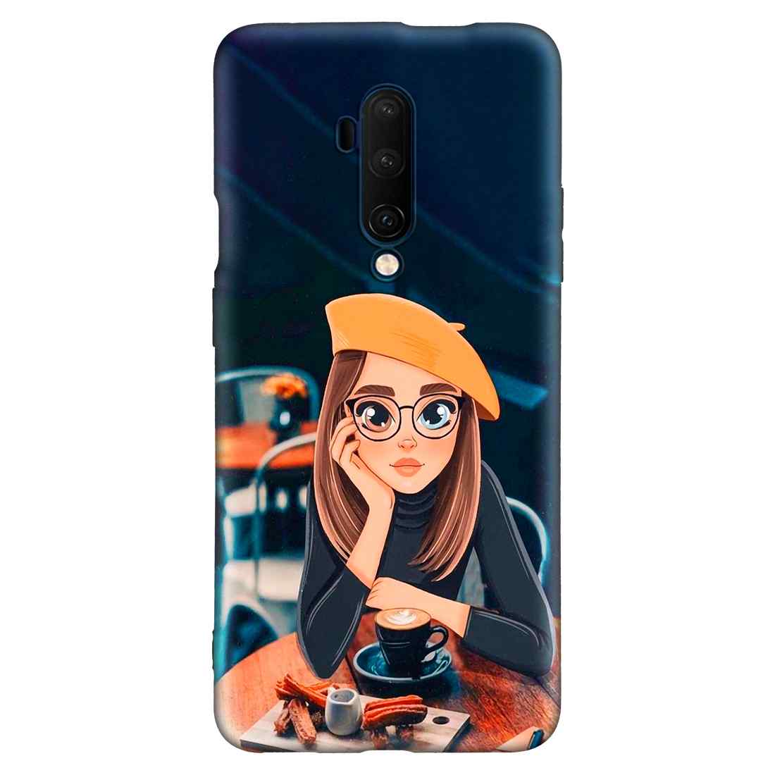 Cute Coffe Lover Girl ONEPLUS 7T PRO Premium Embossed Mobile cover