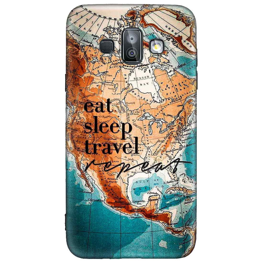 Eat Sleep Travel Samsung J7 DUO Premium Embossed Mobile cover