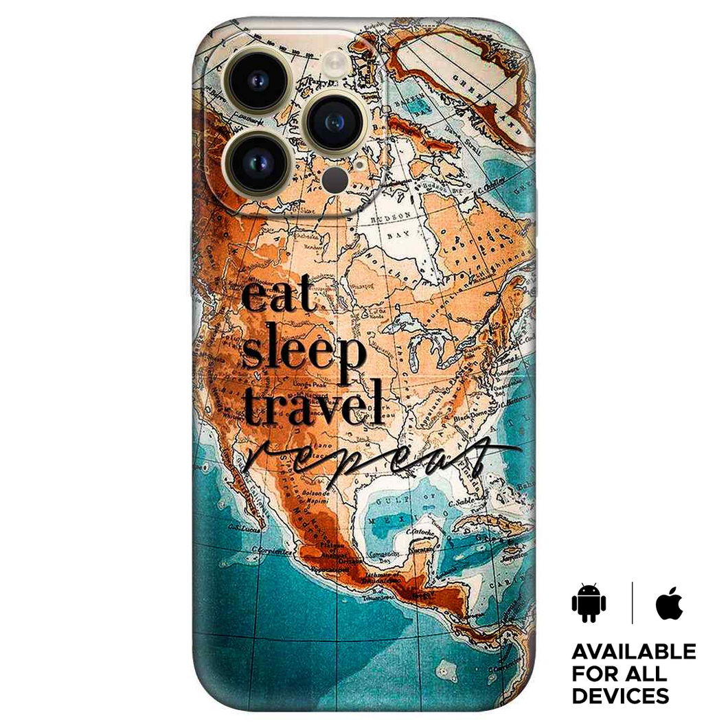 Eat Sleep Travel Premium Embossed Mobile cover